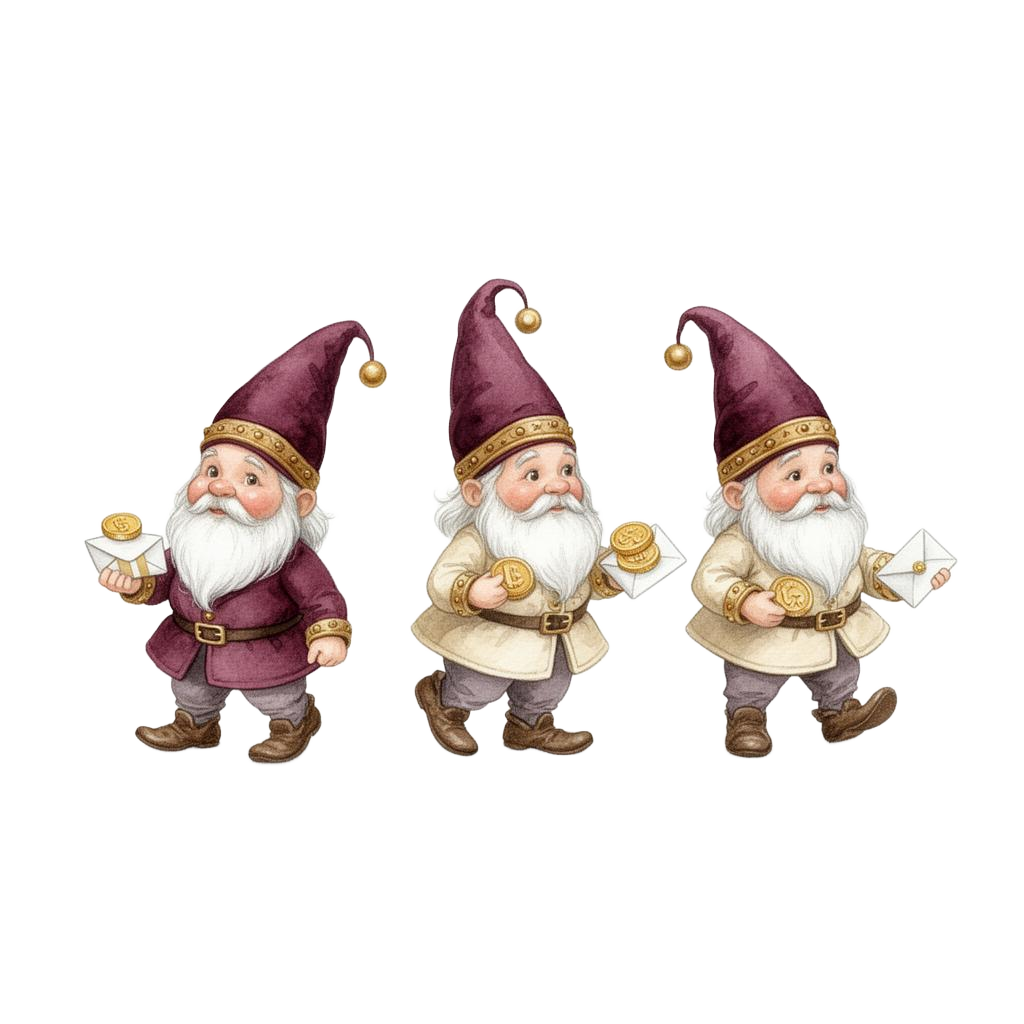 Tiny MoneyFest helper dwarves preparing your order